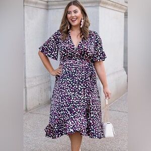 Elegant Polka Dot Wrap Dress